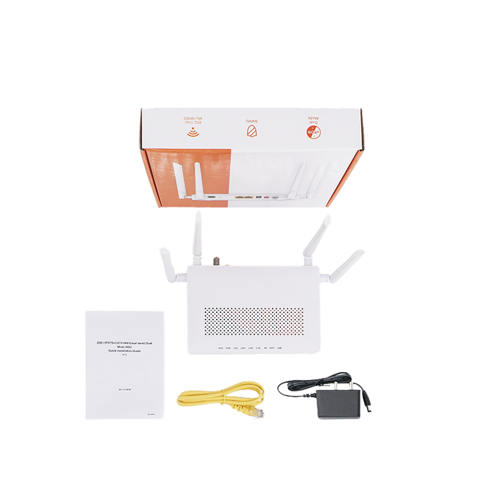 ONU Dual GPON/EPON Wi-Fi Doble Banda 2.4 y 5 GHz Soporta MESH 2 Puertos Gigabit 1 Puerto PON SC/APC 1 puerto CATV Hasta 1200 Mbps vía Wi-Fi V2802-ACT - SILYMX