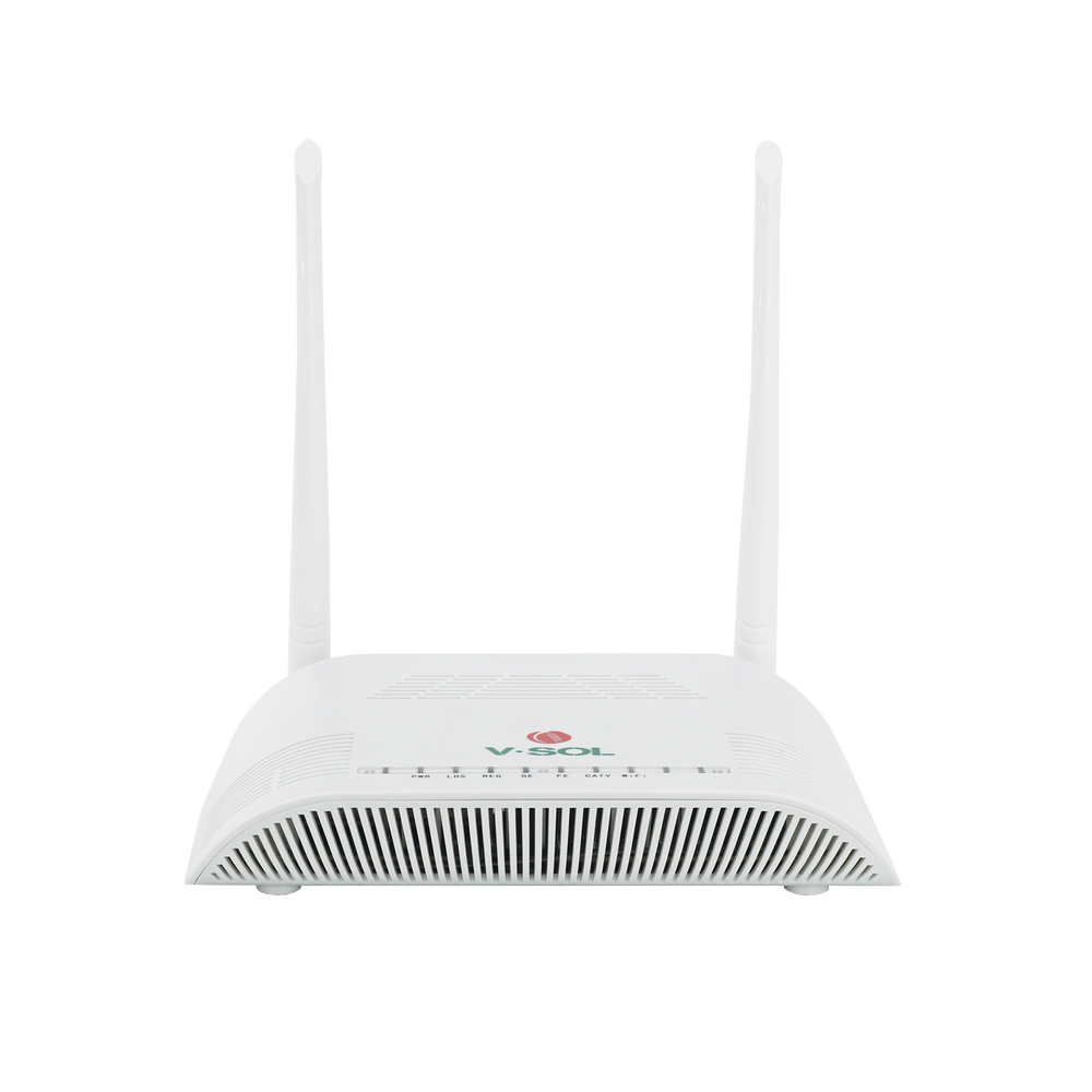 ONU Dual G/EPON con Wi-Fi en 2.4 GHz + 1 CATV + 1 puerto LAN Gigabit + 1 puerto LAN Fast Ethernet hasta 300 Mbps vía inalámbrico V2802-GWT