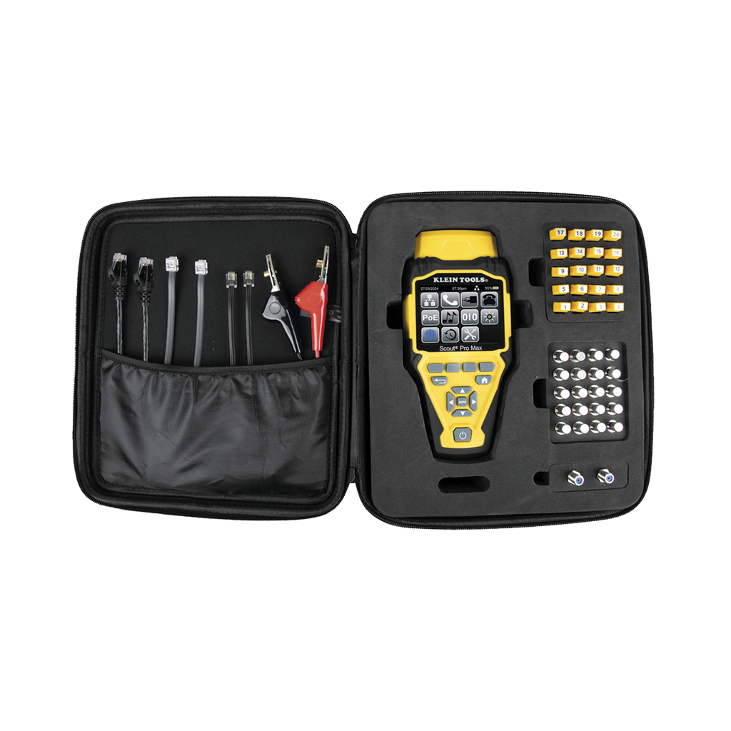 Juego de Probador de Cables de Red con Transmisores Remotos Scout™ Pro Max. Detecta la Capacidad de la Red y las Velocidades de Conexión hasta 10 Gbps KLEIN TOOLS VDV501-770 - SILYMX