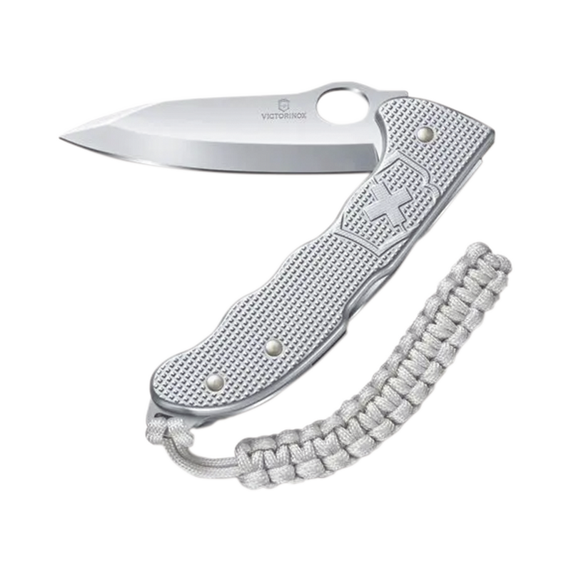 Navaja Victorinox Hunter con Cachas Alox Acanaladas y Hoja a una Mano Con Colgante Paracord Plateado VM26 - SILYMX