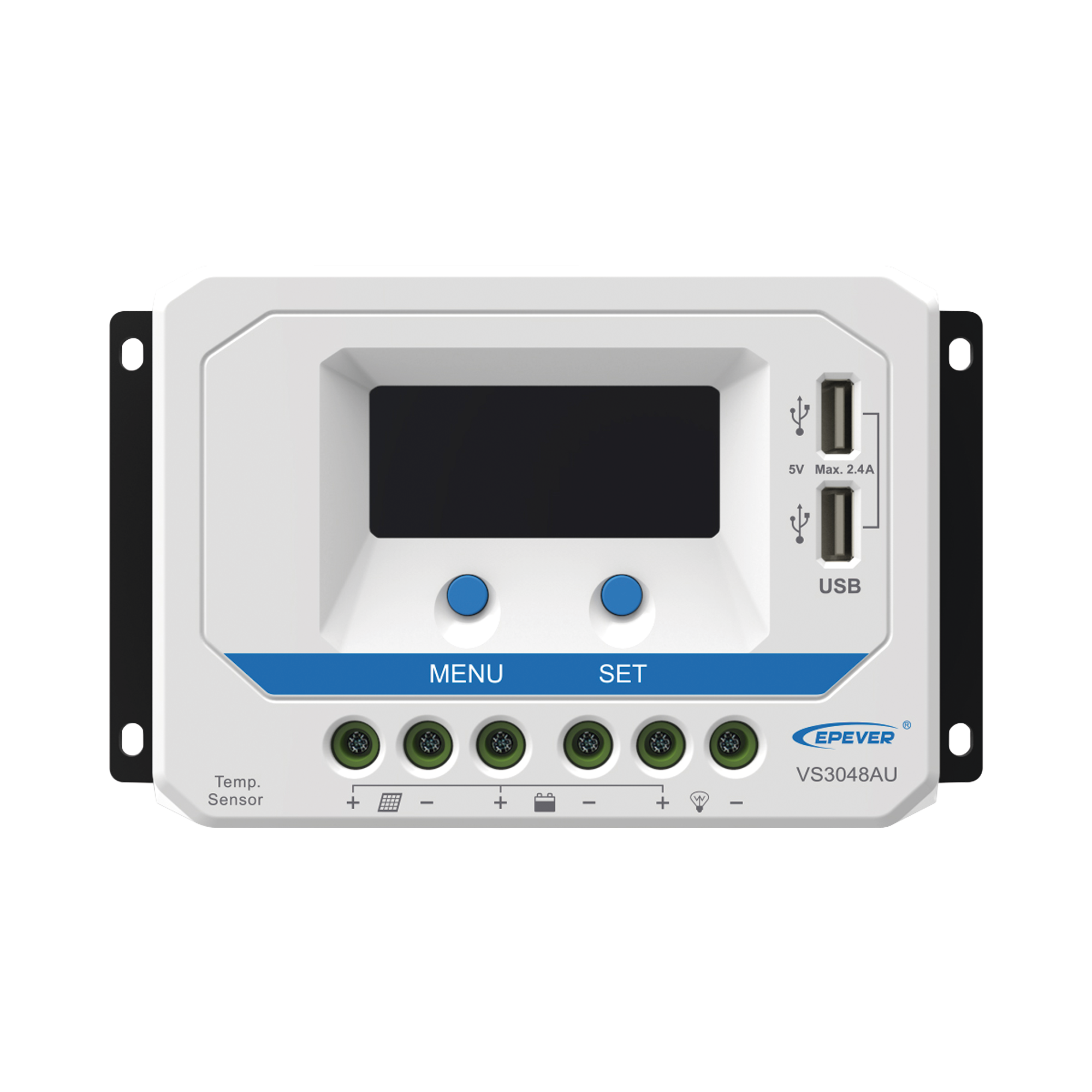 Controlador Solar de Carga PWM 12/24/36/48 V 30 A, Salida USB, con Display EPEVER VS-3048-AU - SILYMX
