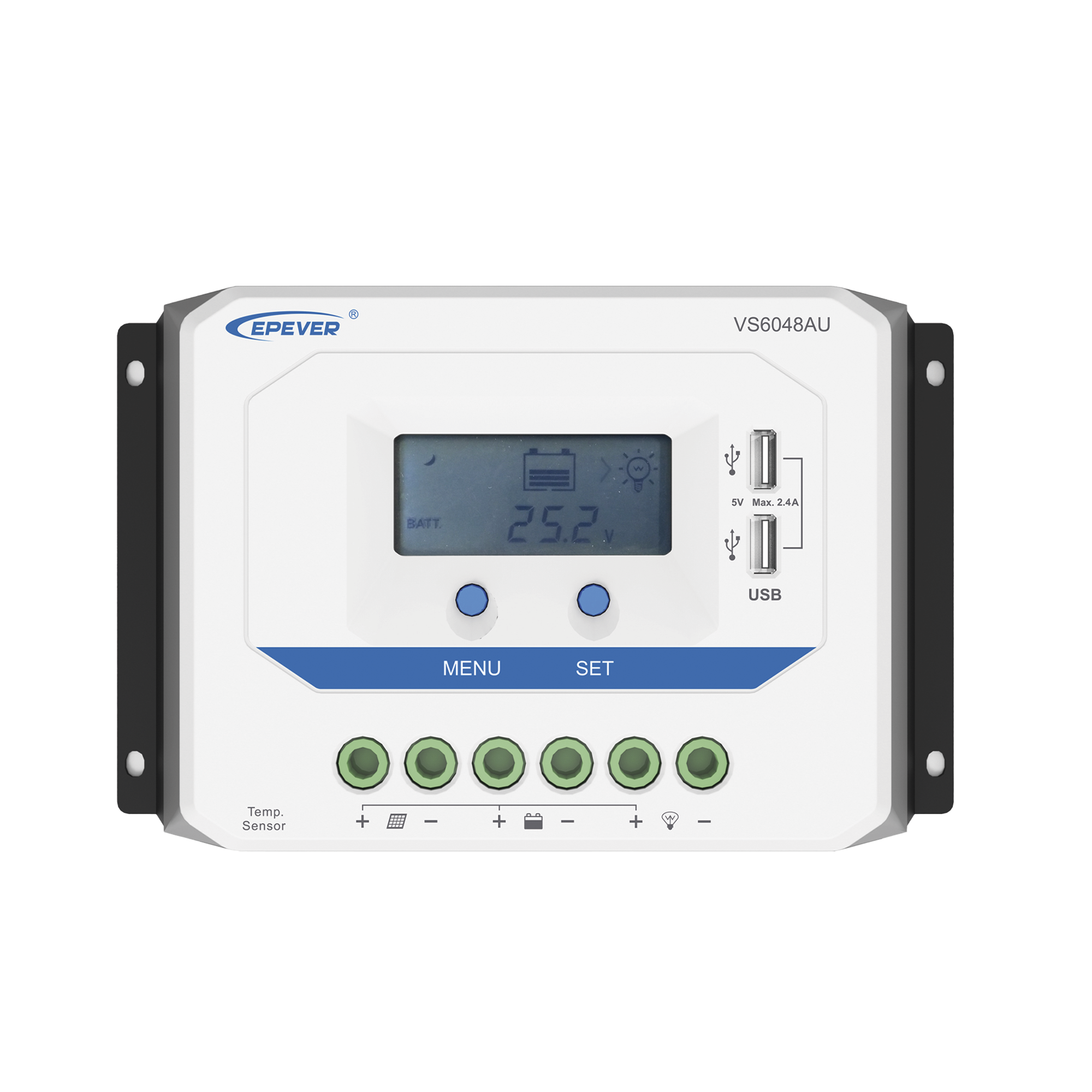 Controlador Solar de Carga PWM 12/24V/36/48V 60 A 60 A, Salida USB, con Display EPEVER VS6048AU - SILYMX