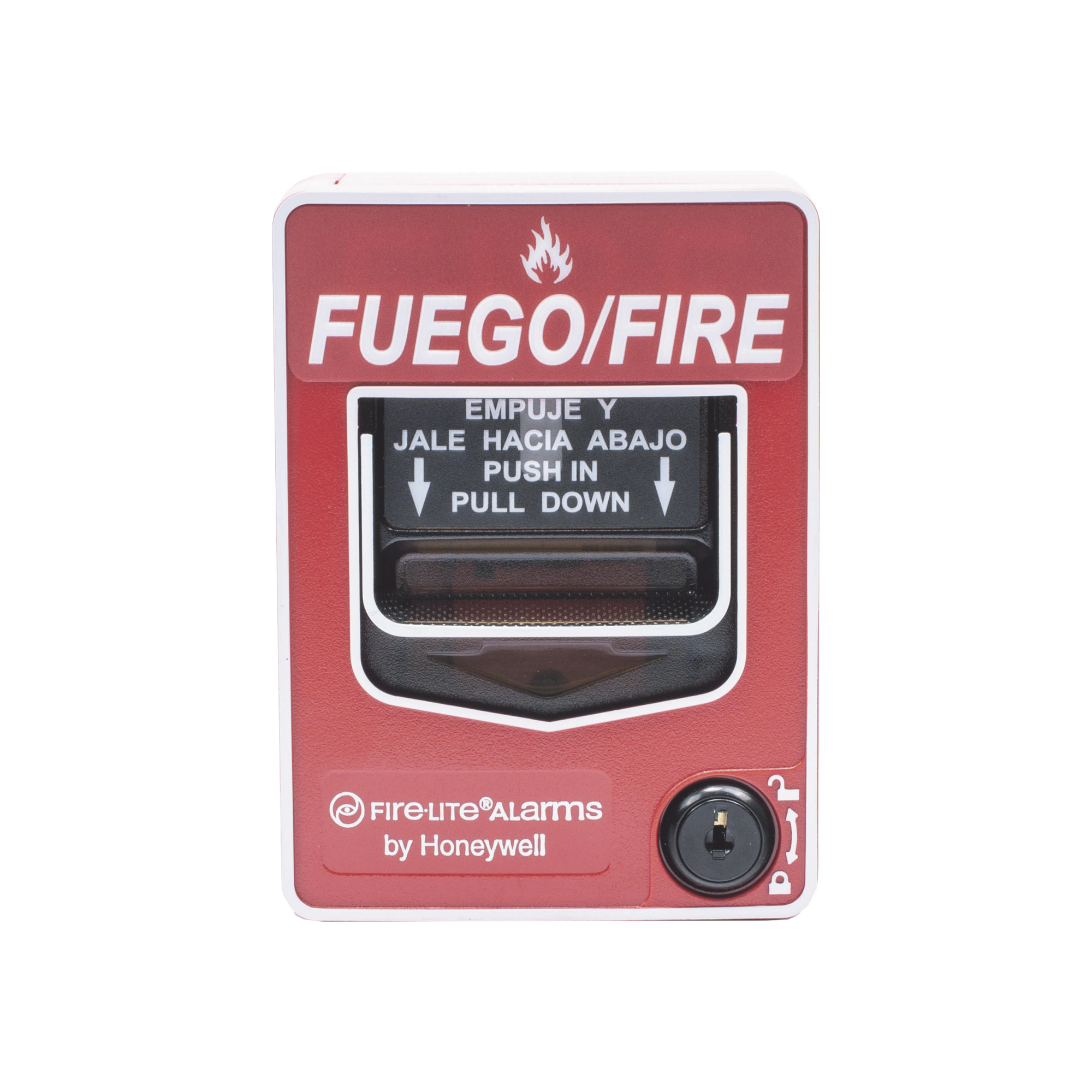 Estación manual de incendio inalámbrica direccionable de doble acción con rotulación bilingüe español-inglés