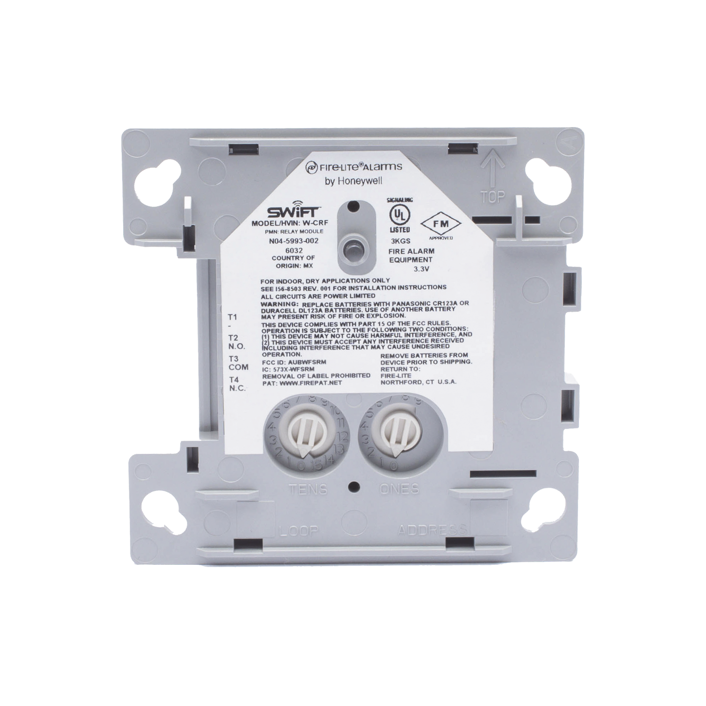 Módulo de relé inalámbrico direccionable con 2 contactos Forma C, red de malla SWIFT, para paneles Fire-Lite