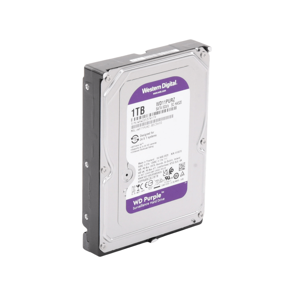 Disco Duro Purple de 1 TB 5400 RPM Optimizado para Videovigilancia Uso 24-7 3 Años de Garantia WD11PURZ - SILYMX