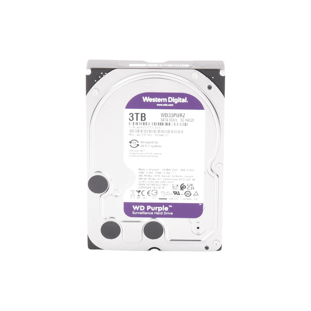 Disco Duro PURPLE de 3TB 3 AÑOS DE GARANTÍA Para Videovigilancia WD33PURZ Western Digital - SILYMX