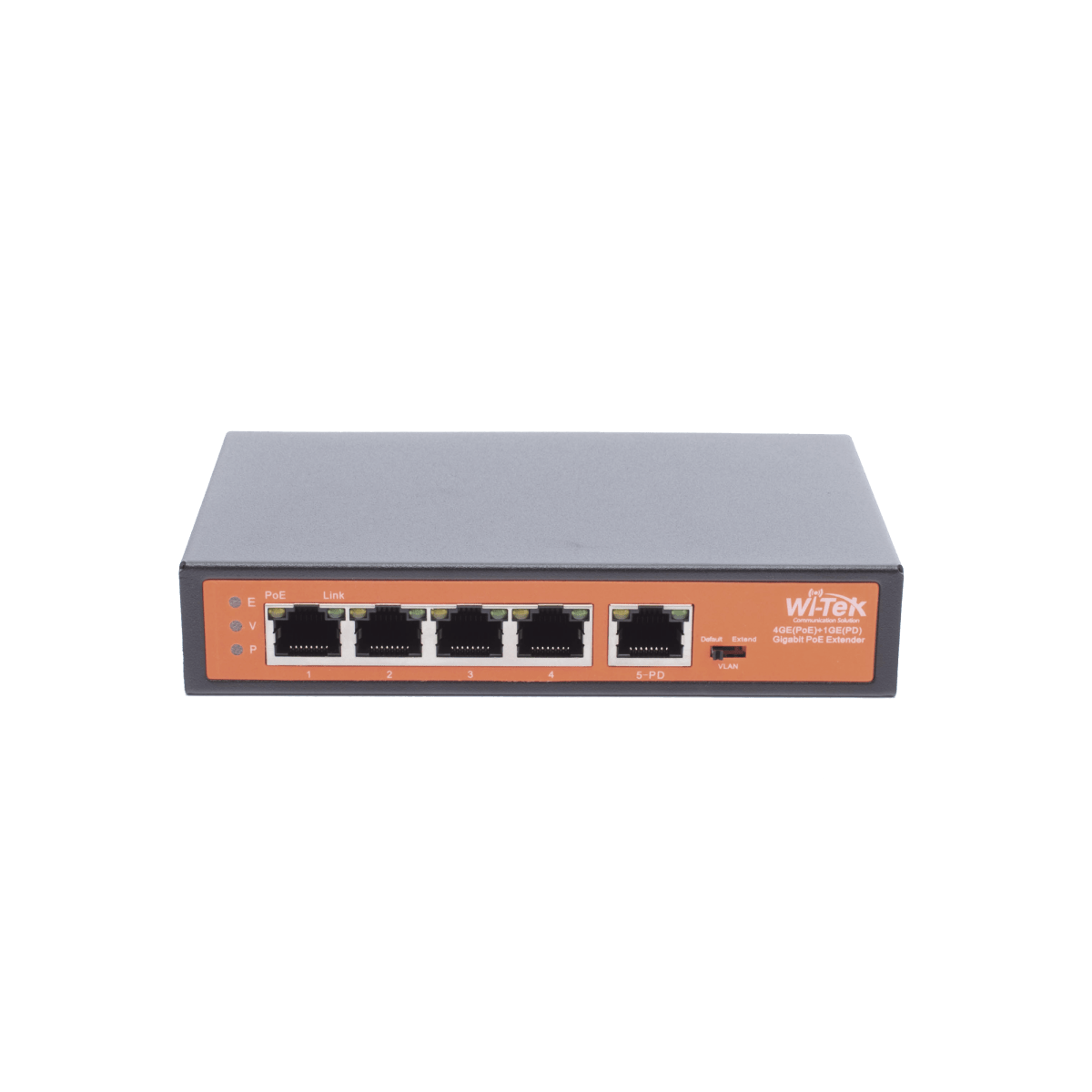 Switches PoEWI - TEKWIPE51GExtensor PoE 4 Puertos Gigabit 802.3af/at Entrada 90W Alcance 250m No Administrable WI - TEK WIPE51G - SILYMX