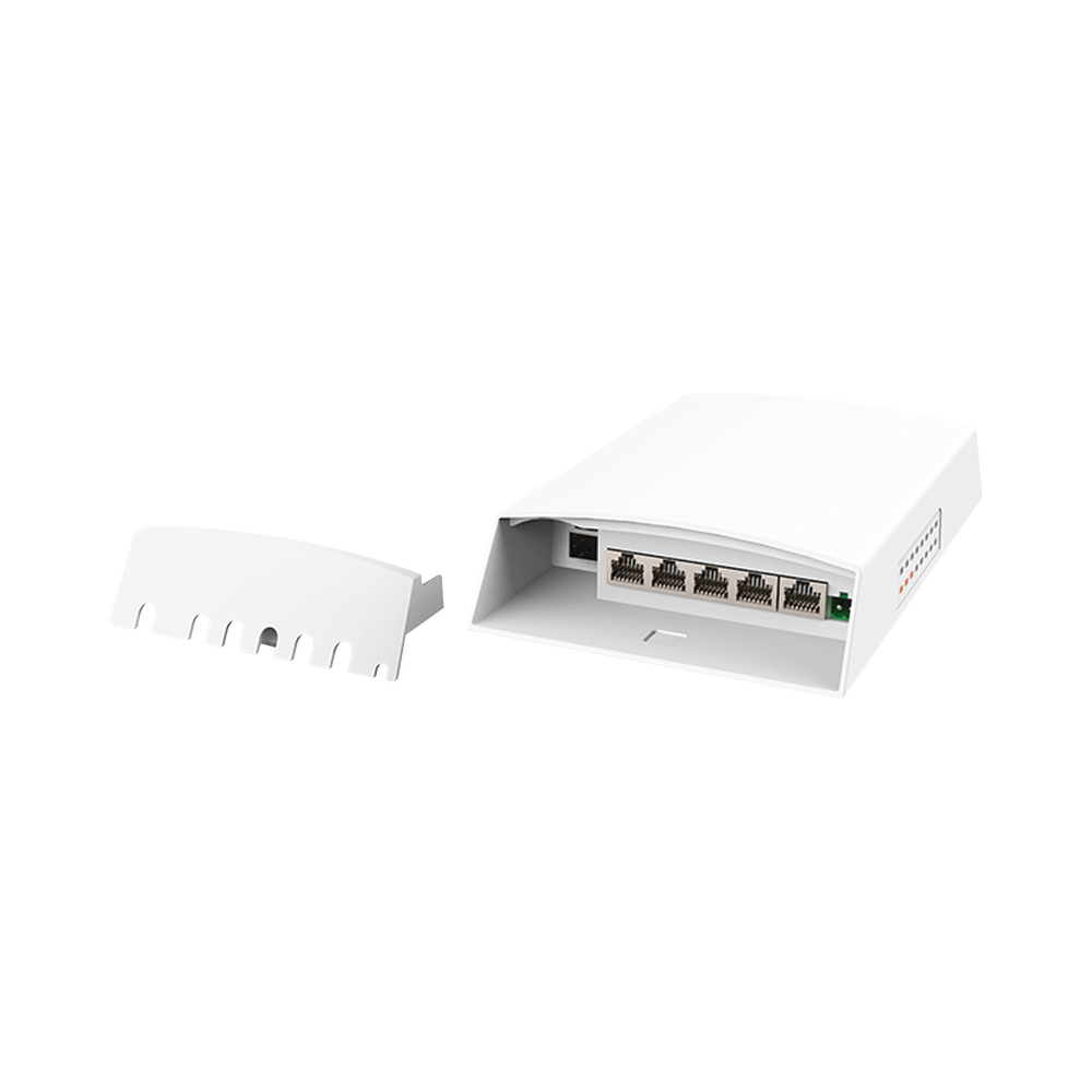 Switch CCTV PoE para Exterior No administrable PoE Entrada 802.3 bt Hasta 60W 1 Puerto PoE salida 24V pasivo Hasta 12W / 3 puertos PoE 802.3 at Hasta 30W Ideal para Aplicaciones CCTV con Enlaces Inalámbricos