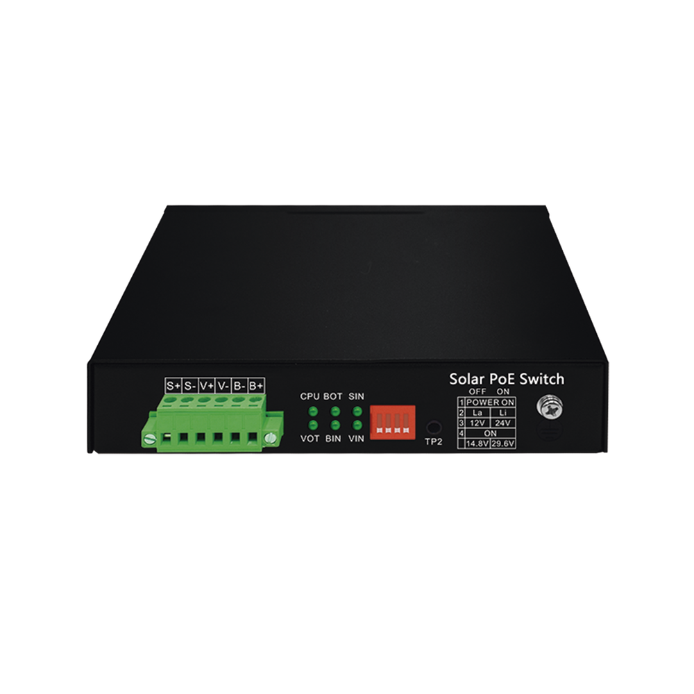 Controlador Solar de 15A con Switch PoE 1 Puertos Gigabit PoE 802.3 bt 2 Puertos PoE 802.3 af/at 2 Puertos PoE Pasivo 24/48 Vcc 1 Puerto SFP No administrable WI-PS306GF-UPS-15A - SILYMX