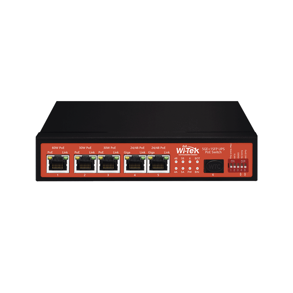 Controlador Solar de 15A con Switch PoE 1 Puertos Gigabit PoE 802.3 bt 2 Puertos PoE 802.3 af/at 2 Puertos PoE Pasivo 24/48 Vcc 1 Puerto SFP No administrable WI-PS306GF-UPS-15A - SILYMX