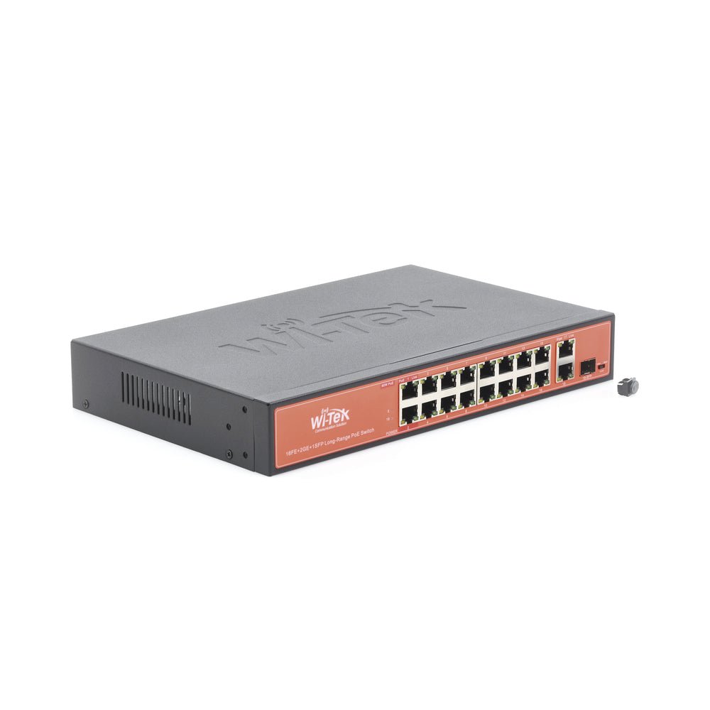 Switch PoE (802.3af/at/bt) no administrable de largo alcance, hasta 250m, 16 x 10/100Mbps (PoE) + 2 x 100/1000Mbps + 1 x SFP, 200 W - SILYMX