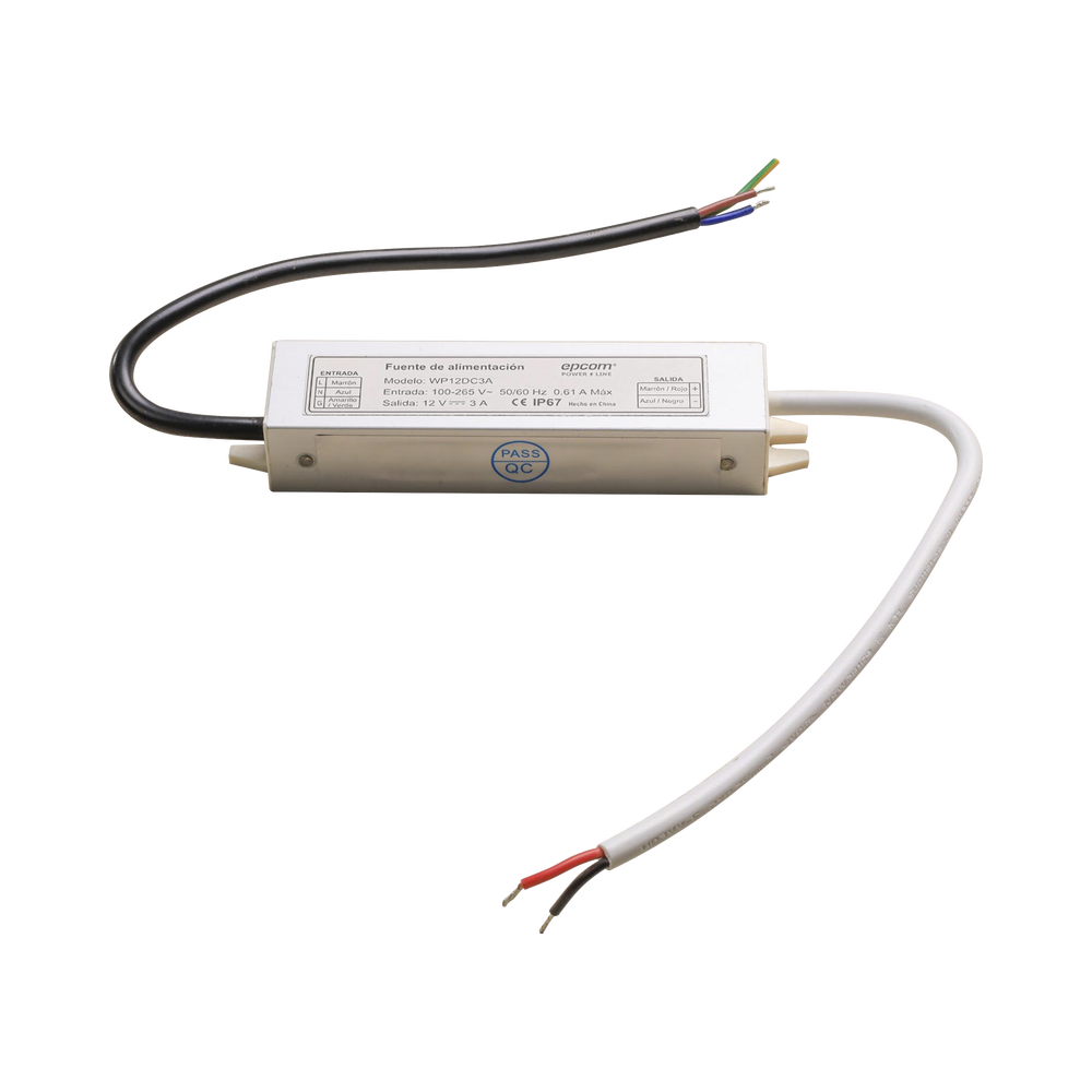 Fuente 12 V 3 Amperes Waterproof Intemperie grado IP67 WP12DC3A - SILYMX