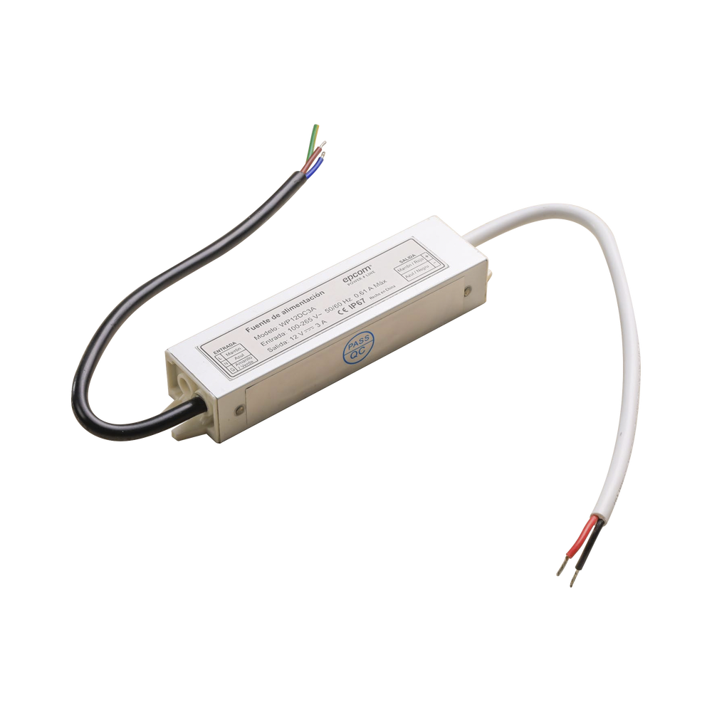 Fuente 12 V 3 Amperes Waterproof Intemperie grado IP67 WP12DC3A - SILYMX