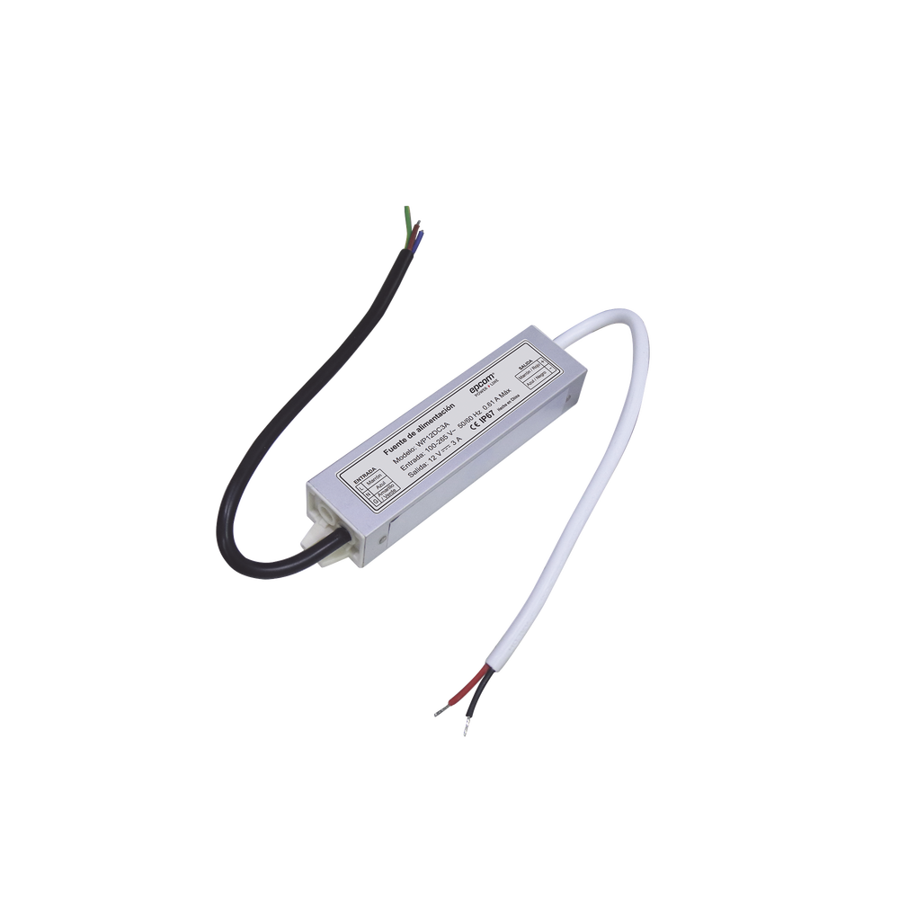 Fuente 12 V 3 Amperes Waterproof Intemperie grado IP67 WP12DC3A - SILYMX