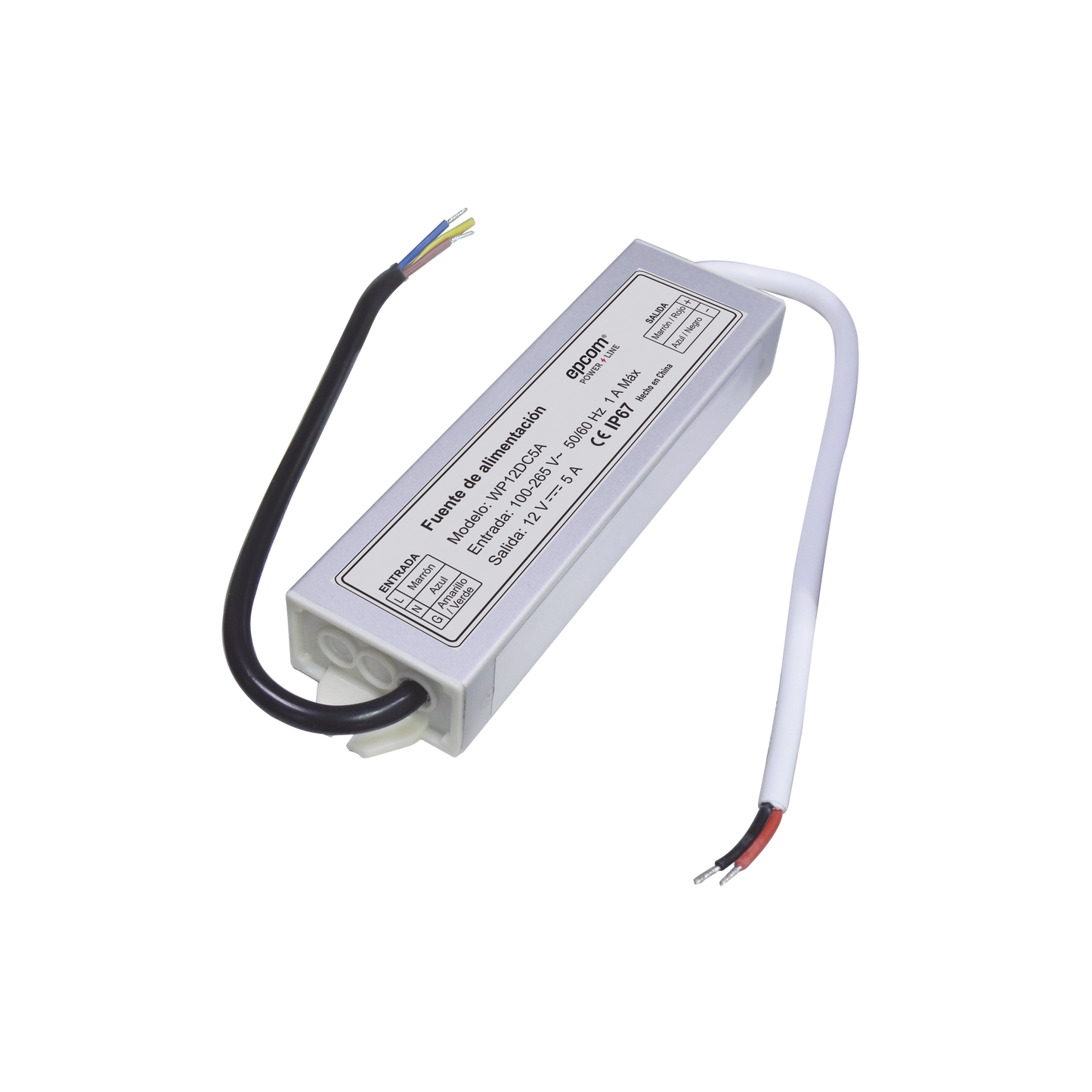 Fuente 12 V 5 Amperes Waterproof Intemperie grado IP67 EPCOM POWERLINE WP12DC5A - SILYMX