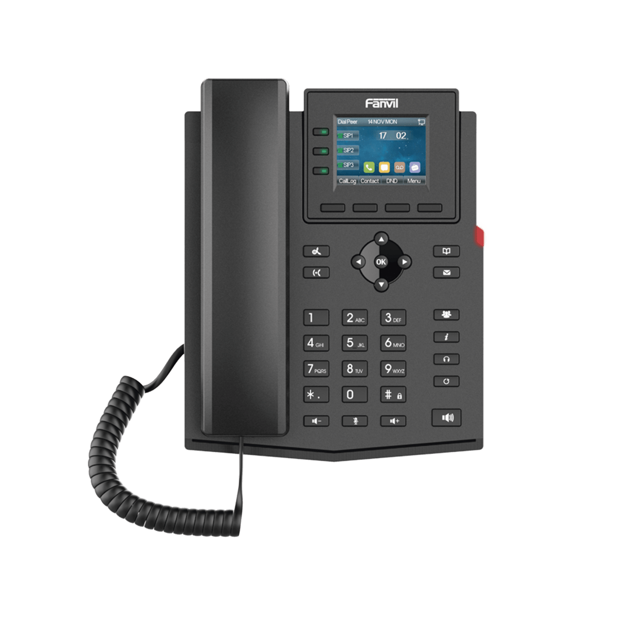 Teléfonos IPFANVILX303PTeléfono IP Empresarial 4 Líneas SIP Pantalla Color 2.4" PoE Conferencia Opus Fanvil X303P - SILYMX
