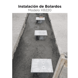 Bolardo neumático de acero inoxidable 220 mm de diámetro 750 mm de altura acabado elegante con iluminacion led color rojo XB-220 - SILYMX