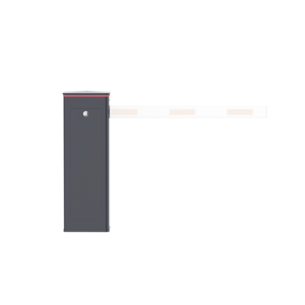 Barrera Vehicular Derecha Soporta Brazo de Hasta 5.5 m Final de Carrera Ajustable Por Programación Movimiento fluido Diseño Elegante Color Gris Con Corona Led Semaforizada XBS-5003-R - SILYMX