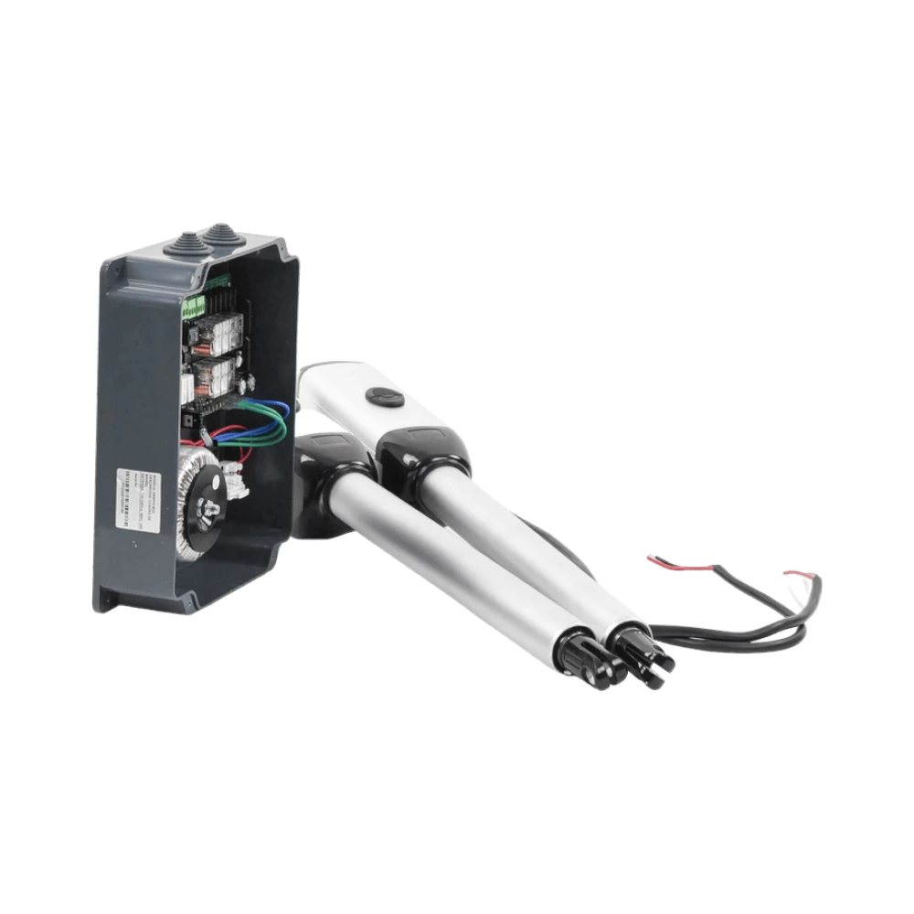 Kit de brazos para automatizar portones vehiculares abatibles de 2 hojas 3 Mts 300 Kg Uso solo residencial Compatible con respaldo de energía XBS-PK03 - SILYMX