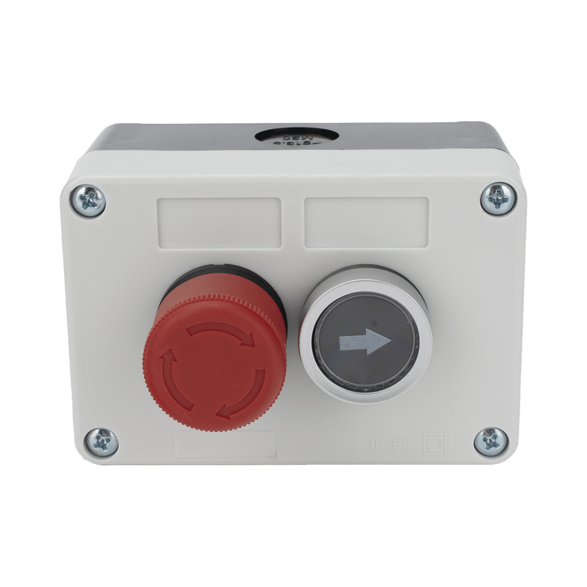 Botones de SalidaACCESSPROXBS-SW-23Botonera Doble ACCESSPRO XBS - SW - 23 · Control de Barreras Vehiculares · Botón Stop Enclavado · IP40 - SILYMX