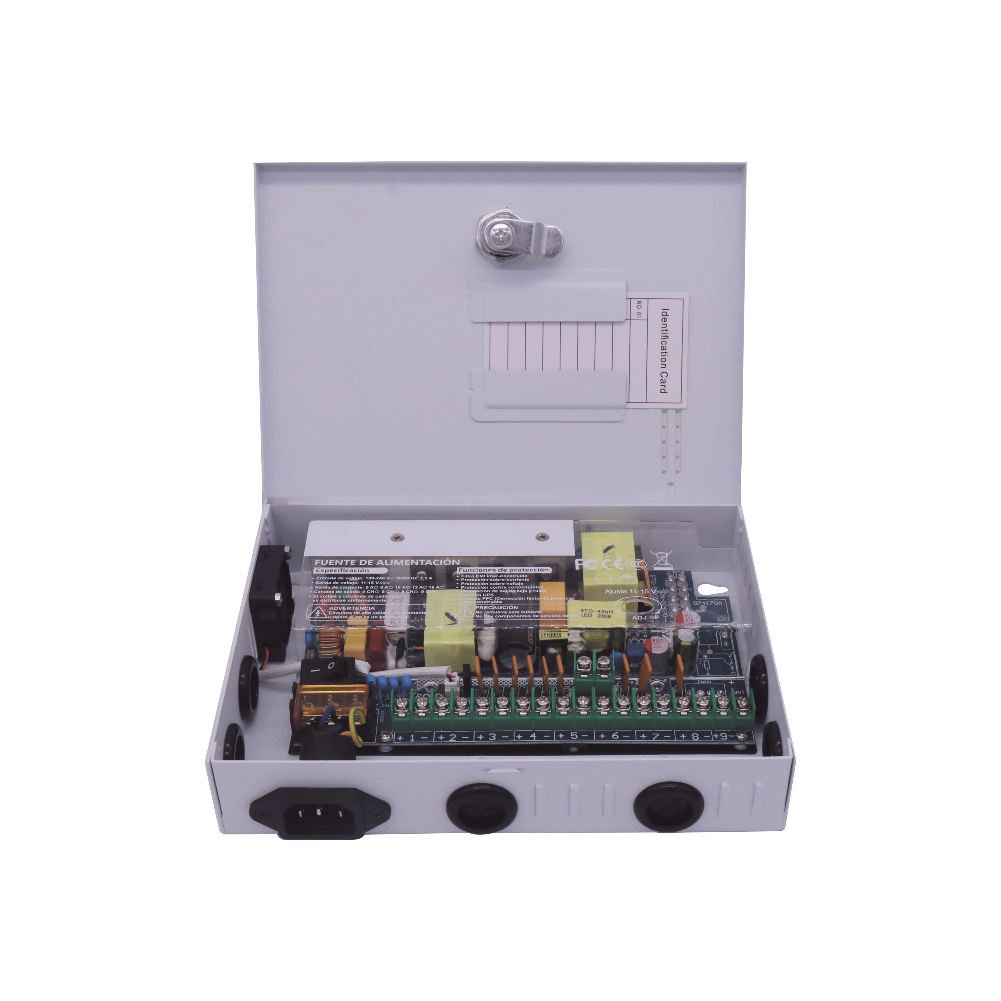 Fuente de poder PREMIUM 11-15 V 9 canales 16 A Alta tecnología en seguridad Doble ventilador Hasta 1.8 Amperes por Salida Filtro de ruido por canal Diseño de alta gama EPCOM POWERLINE XP9DC16HD - SILYMX