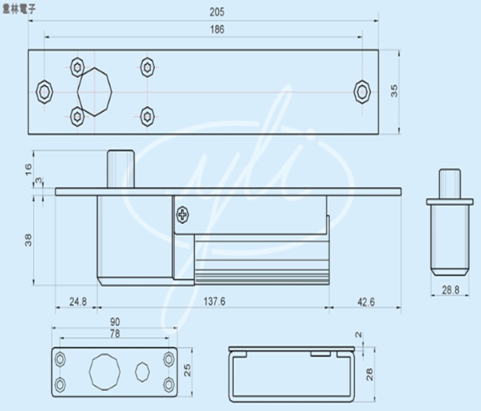 Paquete de cerradura de perno para control de acceso YB-300 + YM-600 - SILYMX