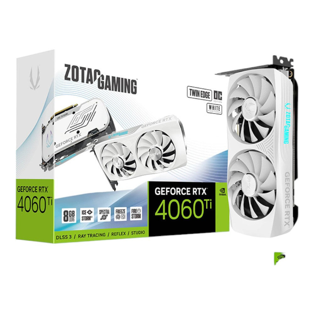 Tarjeta De Video Zotac (Zt-D40610Q-10M) Rtx4060Ti 8Gb Oc Blanco Pci-E 4.0 Hdmi 3*Dp 1.4A 2Fan