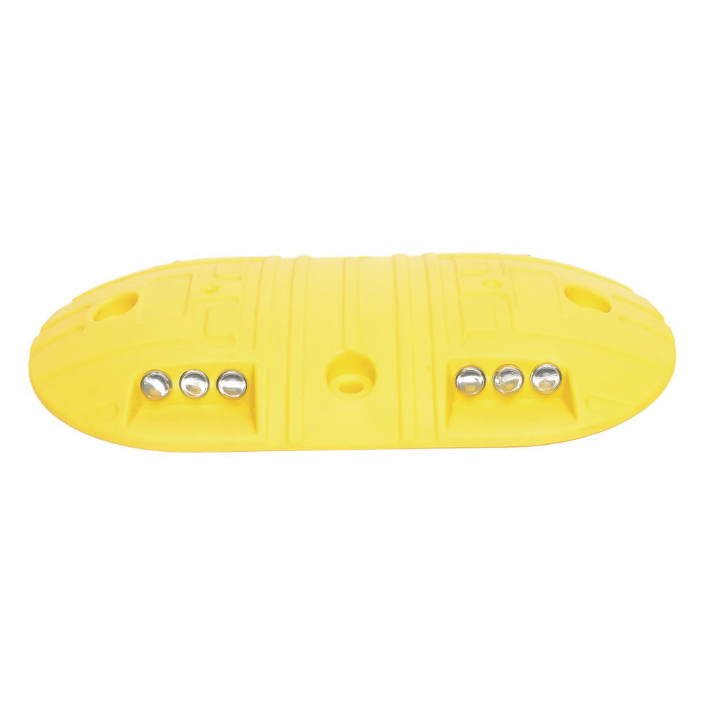 Boya Vial Plástico Duradero Amarillo 20 Toneladas 12 Reflectores 4 Orificios 22 cm ACCESSPRO AC22-12BY - Imagen 1