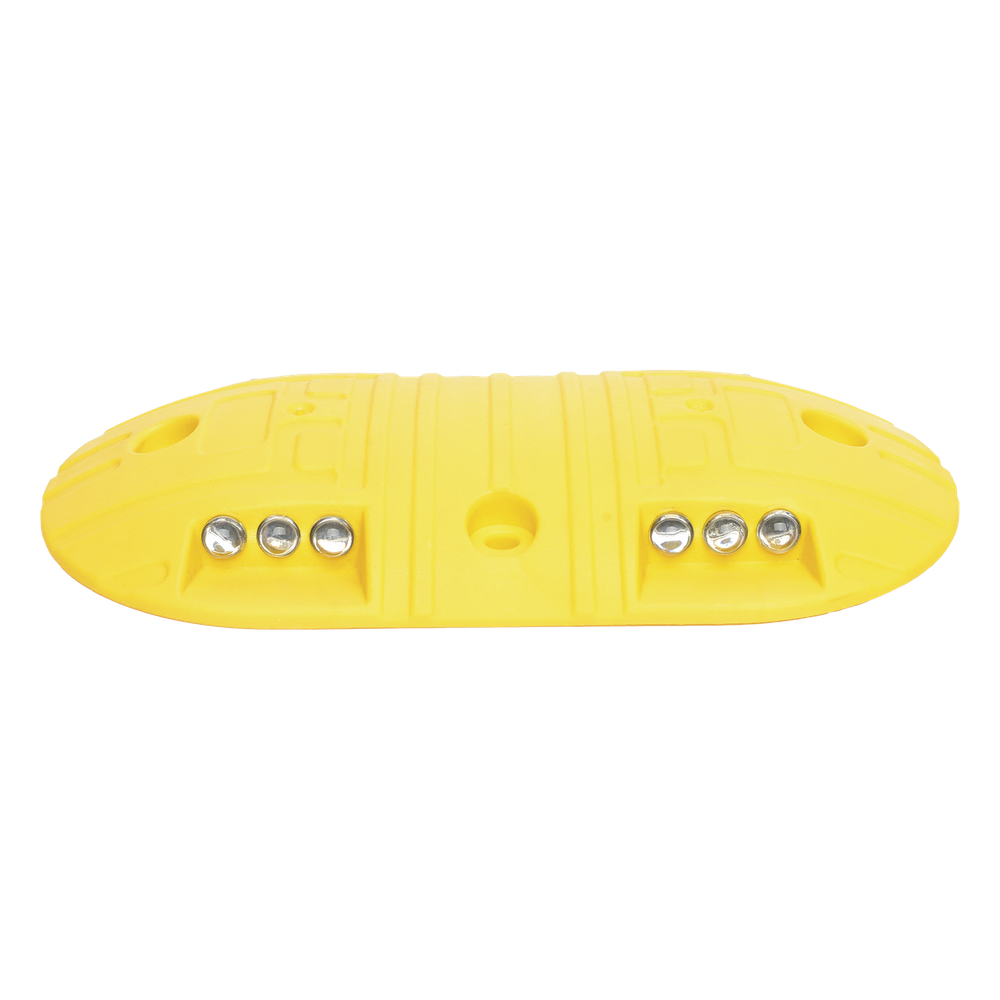 Boya Vial Plástico Duradero Amarillo 20 Toneladas 12 Reflectores 4 Orificios 22 cm ACCESSPRO AC22-12BY - Imagen 2