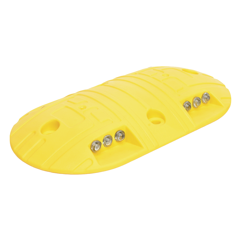 Boya Vial Plástico Duradero Amarillo 20 Toneladas 12 Reflectores 4 Orificios 22 cm ACCESSPRO AC22-12BY - Imagen 3