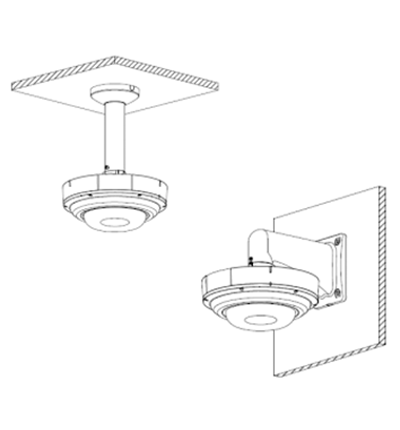Adaptador Brazo Pared Techo PTZ Compatible PFB300C PFB303W Aluminio DAHUA DH-PFA108 - SILYMX