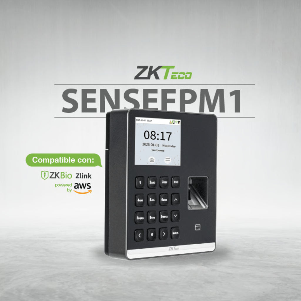 Terminal de Asistencia Biométrico Huella Digital Pantalla 2.8" Wi-Fi 500 Usuarios ZKBio Zlink ZKTECO SENSEFPM1 - SILYMX