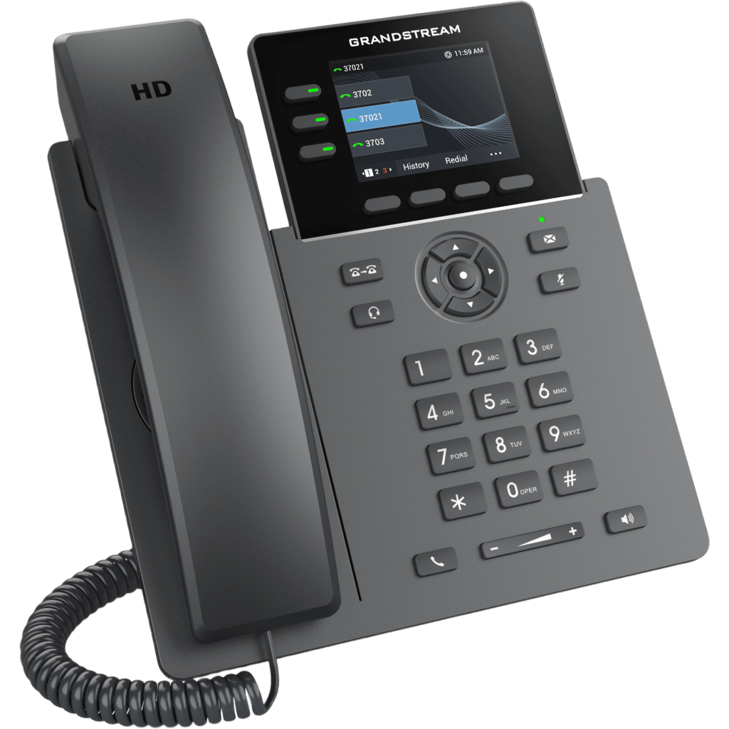 Teléfono IP Grandstream Grado Operador 3 Líneas 12 Botones Virtuales Multiuso Pantalla LCD 2.8 Pulgadas Puertos Gigabit con PoE Audio HD Compatible con GDMS GRP2611G