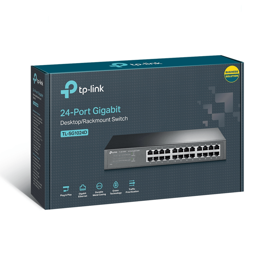 Switch Gigabit de 24 Puertos 10/100/1000 Mbps para Escritorio o Rack | TP-LINK TL-SG1024D - SILYMX
