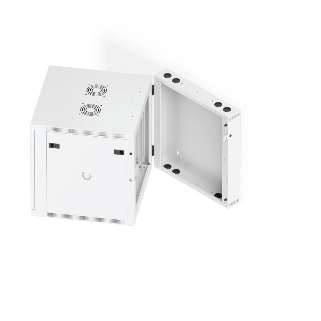 Gabinete Ubiquiti UniFi 12U 600 x 703 mm – Rack Cerrado para Pared con Vidrio Templado y Puerta Abatible Swing-Out UACC-RACK-12U-WALL-SW-G - SILYMX