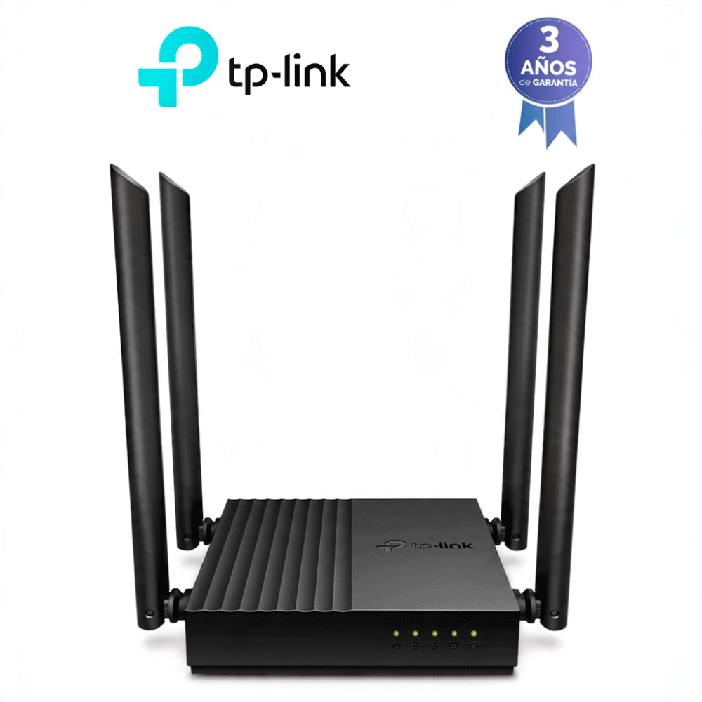 TP-LINK Archer C64 - Ruteador WiFi AC1200/ 1 Puerto WAN y 4 puertos LAN RJ45 Gigabit Ethernet, MU-MIMO, 4 antenas fijas, en modos de enrutador y punto de acceso, con Beamforming - Imagen 1