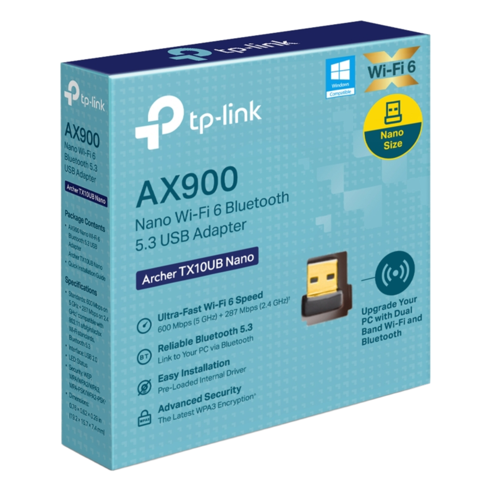 Adaptador USB Nano Wi-Fi 6 / Dual Band 900 Mbps / Bluetooth 5.3 BLE / WPA3 / 1024-QAM / OFDMA / MU-MIMO / 0.76 × 0.62 × 0.29 in TP-LINK - Imagen 6