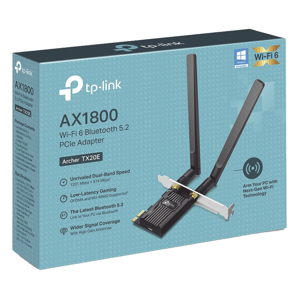 Adaptador PCIe Wi-Fi 6 / AX1800 Mbps / Doble Banda 2.4/5 GHz / Bluetooth 5.2 / MU-MIMO 2x2 / WPA3 / Antenas 2 dBi Desmontables TP-LINK - Imagen 2