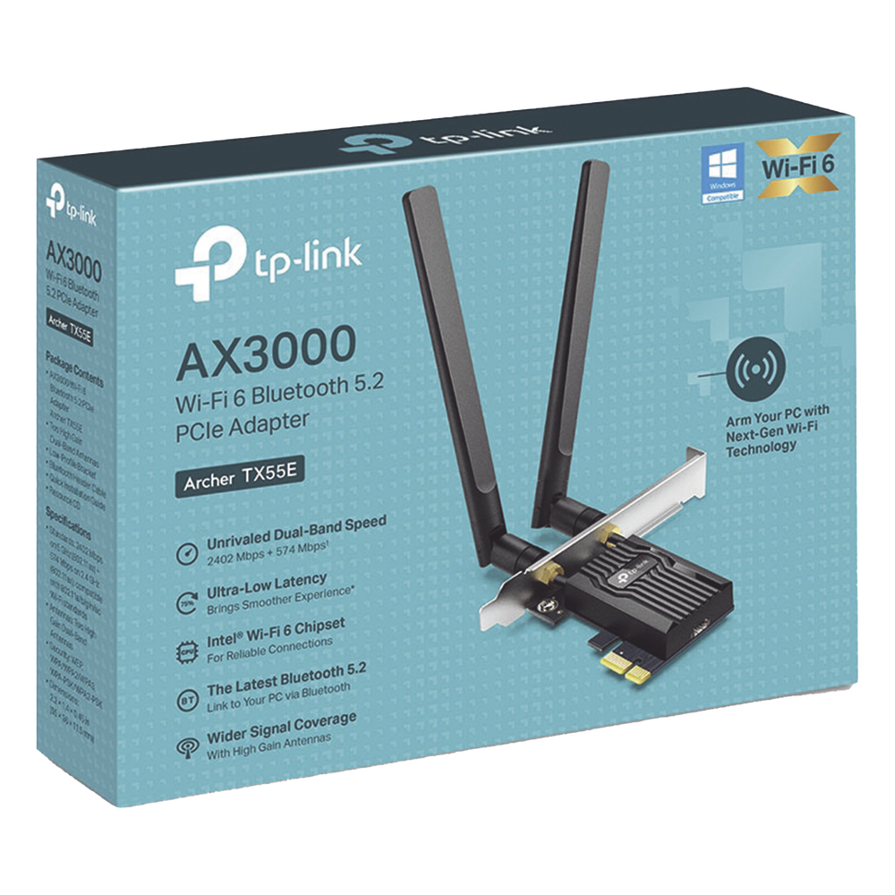 Adaptador PCIe Wi-Fi 6 / AX3000 Mbps / Doble Banda 2.4/5 GHz / MU-MIMO 2x2 / Bluetooth 5.2 / WPA3 / Antenas 2 dBi / Perfil Bajo y Completo TP-LINK - Imagen 2