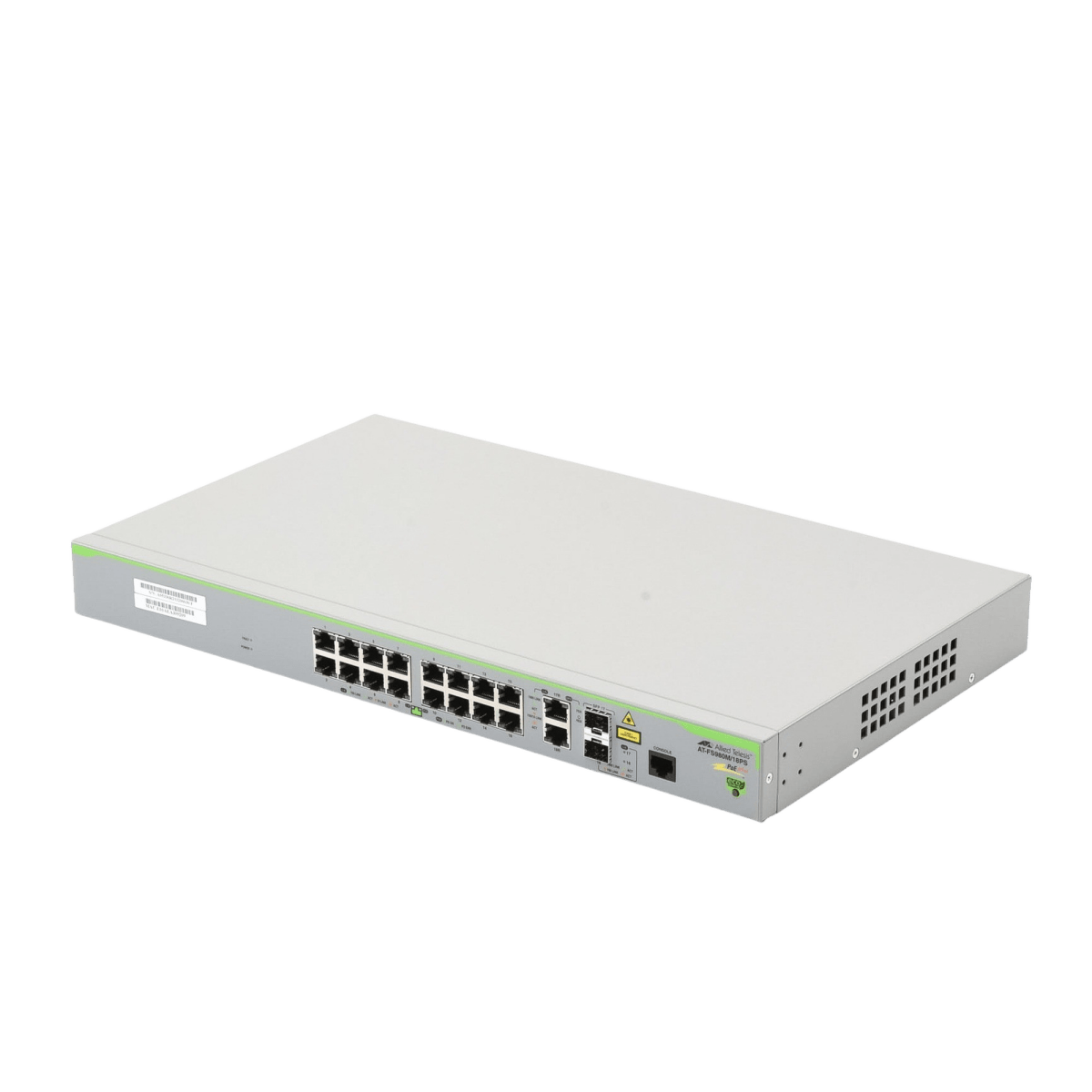 Switches PoEALLIED TELESISAT-FS980M-18PS-10Switch Administrable Capa 3 18 Puertos Fast Ethernet Gigabit PoE+ 250W Allied Telesis AT - FS980M - 18PS - 10 - SILYMX