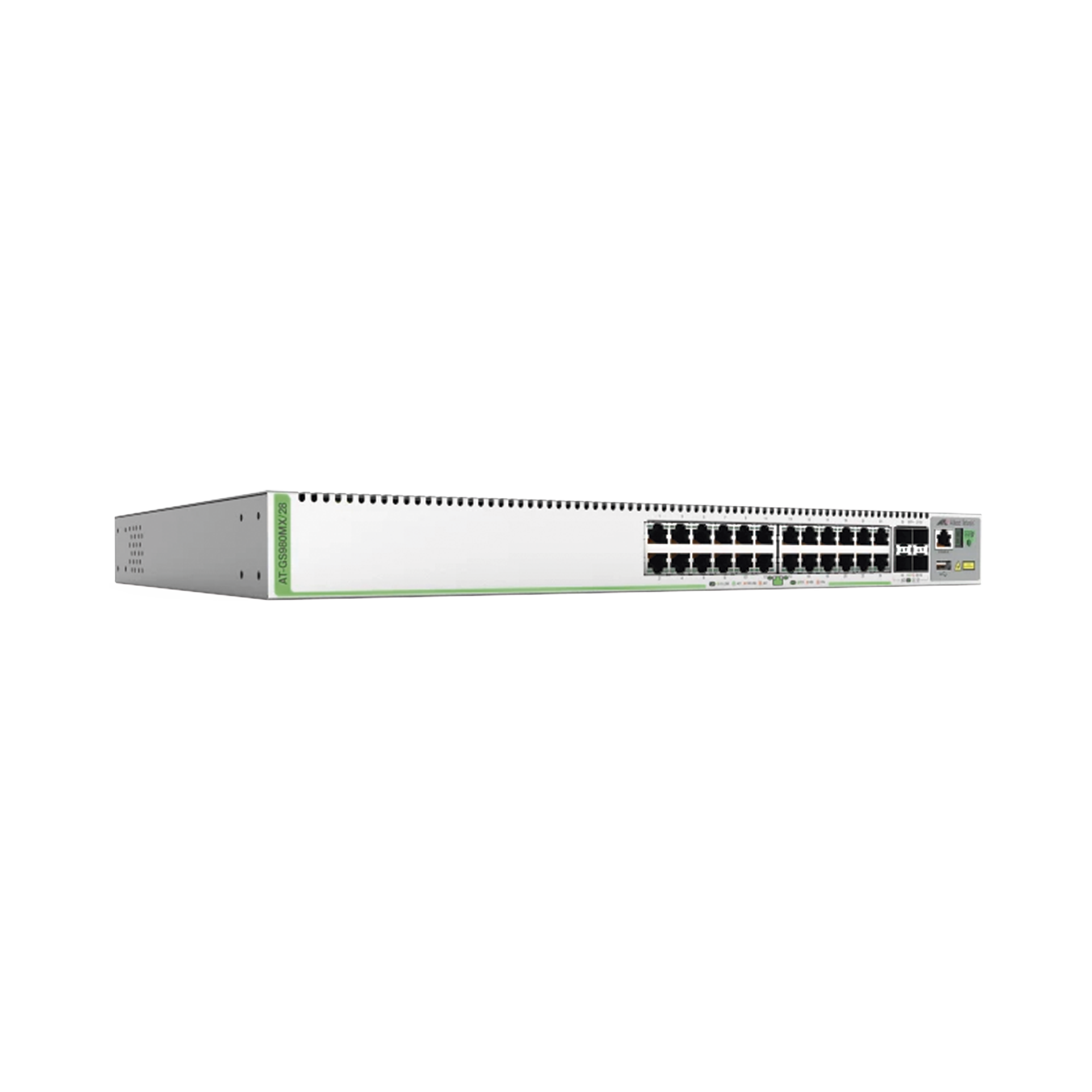 (GS980MX / 28) Switch Stack L3, 24 puertos 10/100/1000-T, 4 Puertos SFP+ 10G, Fuente de poder fija ALLIED TELESIS - Imagen 1