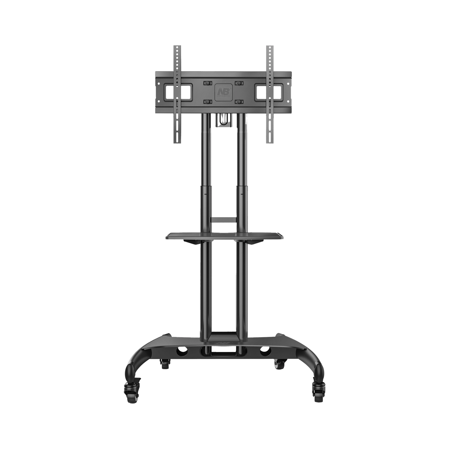 Soporte Móvil para Pantalla / 32" a 75" / Carga 45.5 kg (100 lbs) / VESA 200x200 a 600x400 mm / Altura Ajustable 1120-1520 mm (3.67 a 4.99 ft) / Base para Accesorios / 4 Ruedas 360° NB-EPCOM - Imagen 2