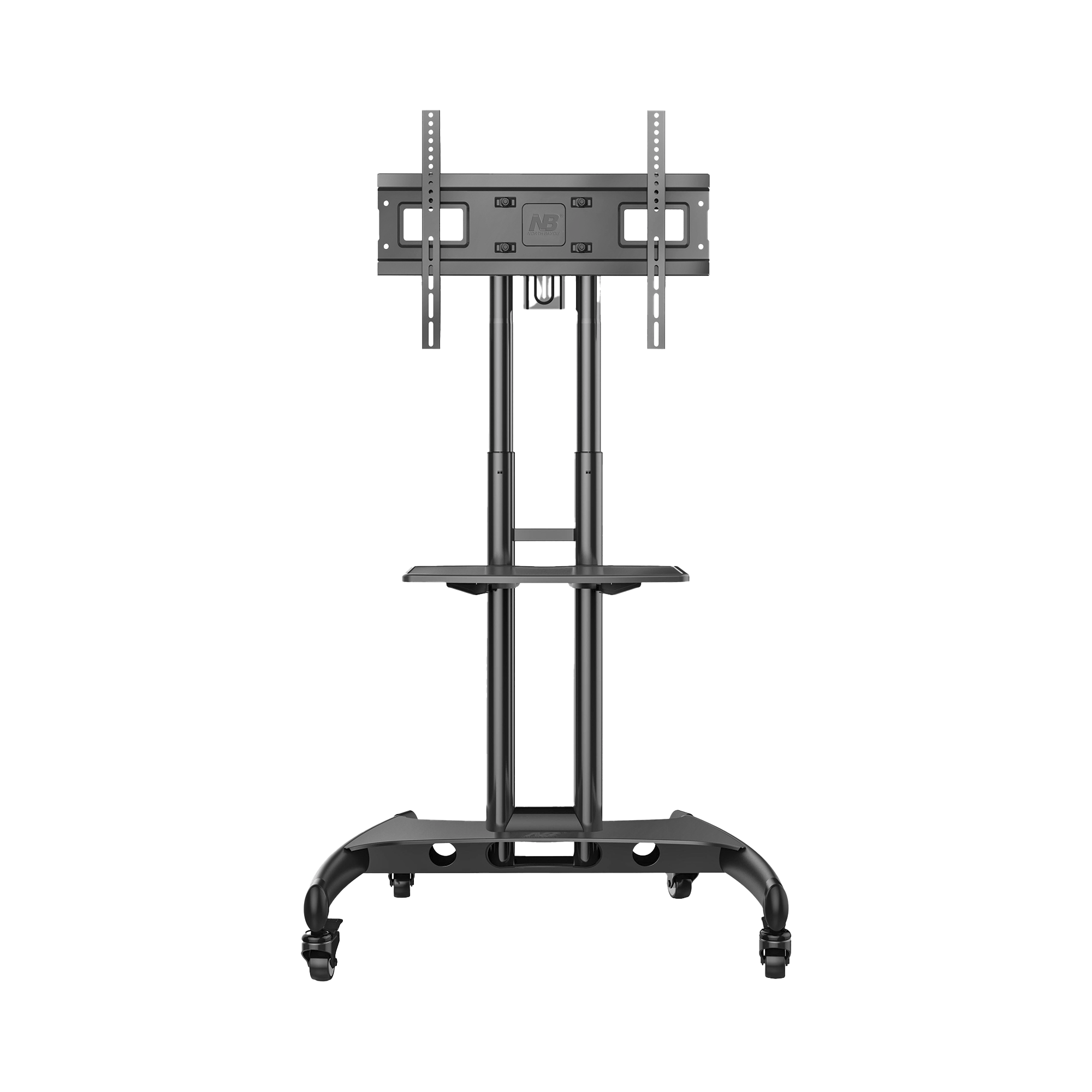 Soporte Móvil para Pantalla / 32" a 75" / Carga 45.5 kg (100 lbs) / VESA 200x200 a 600x400 mm / Altura Ajustable 1120-1520 mm (3.67 a 4.99 ft) / Base para Accesorios / 4 Ruedas 360° NB-EPCOM - Imagen 2