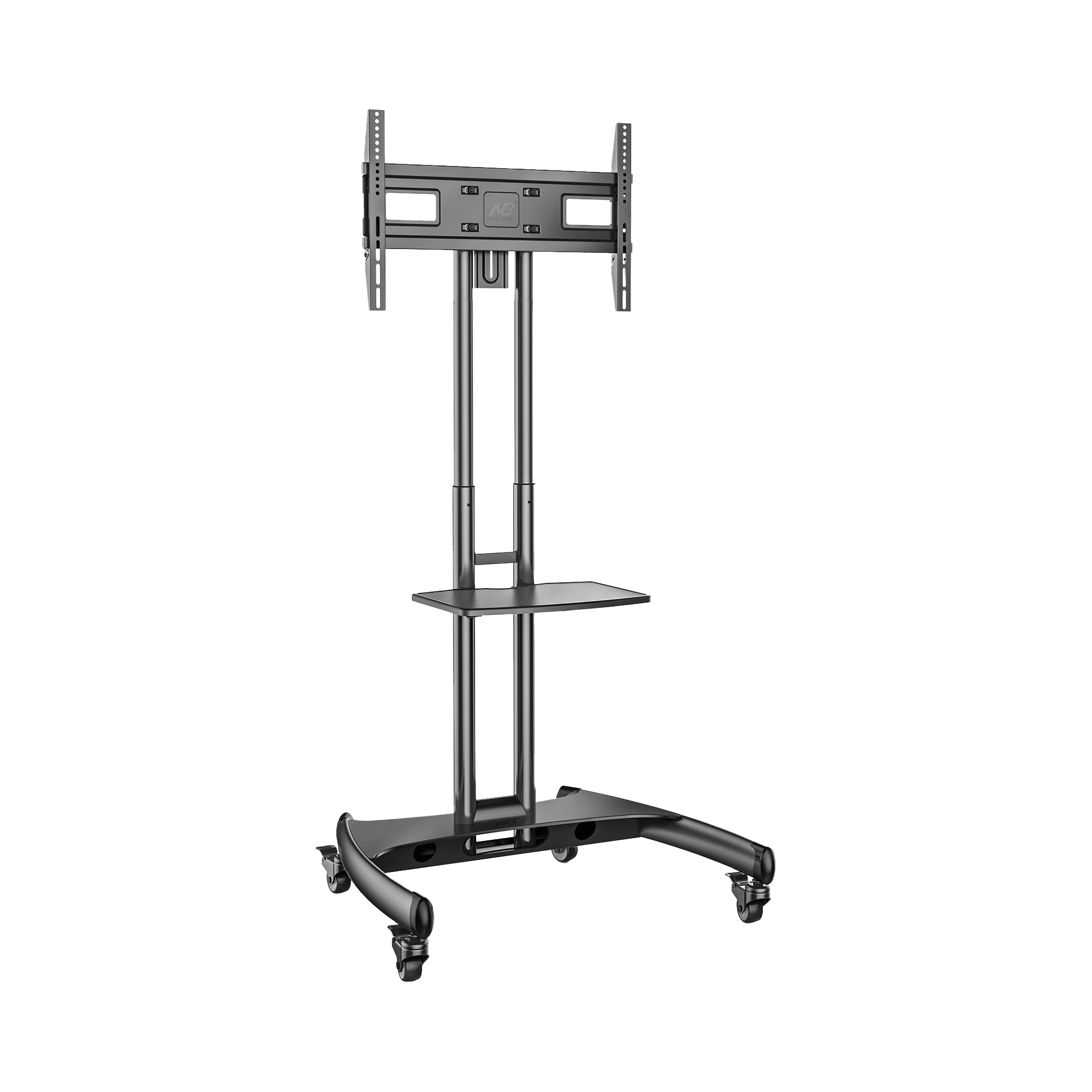 Soporte Móvil para Pantalla / 32" a 75" / Carga 45.5 kg (100 lbs) / VESA 200x200 a 600x400 mm / Altura Ajustable 1120-1520 mm (3.67 a 4.99 ft) / Base para Accesorios / 4 Ruedas 360° NB-EPCOM - Imagen 3