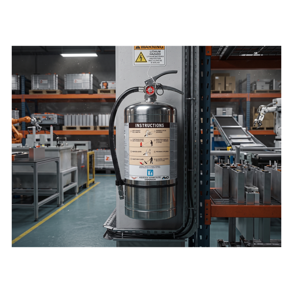 Extintor para Baterías de Litio / 6 L / UL EX29073 / Descarga 72 s / Alcance 3.6 m (11.8 ft) / Acero Inoxidable VICTORY - Imagen 1