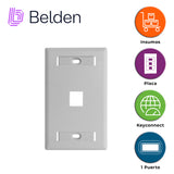 Placa De Pared Faceplate Belden 1 Puerto Para Jacks Keyconnect Universal Blanco Electrico Ax102660 - Imagen 2