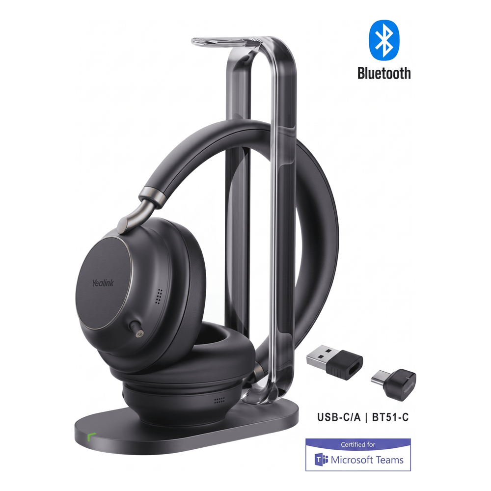 Diadema Inalambrica BH76 Plus With Charging Stand Teams Black USB C/A de Yealink con Audio HD y Certificación para Microsoft Teams - Imagen 3