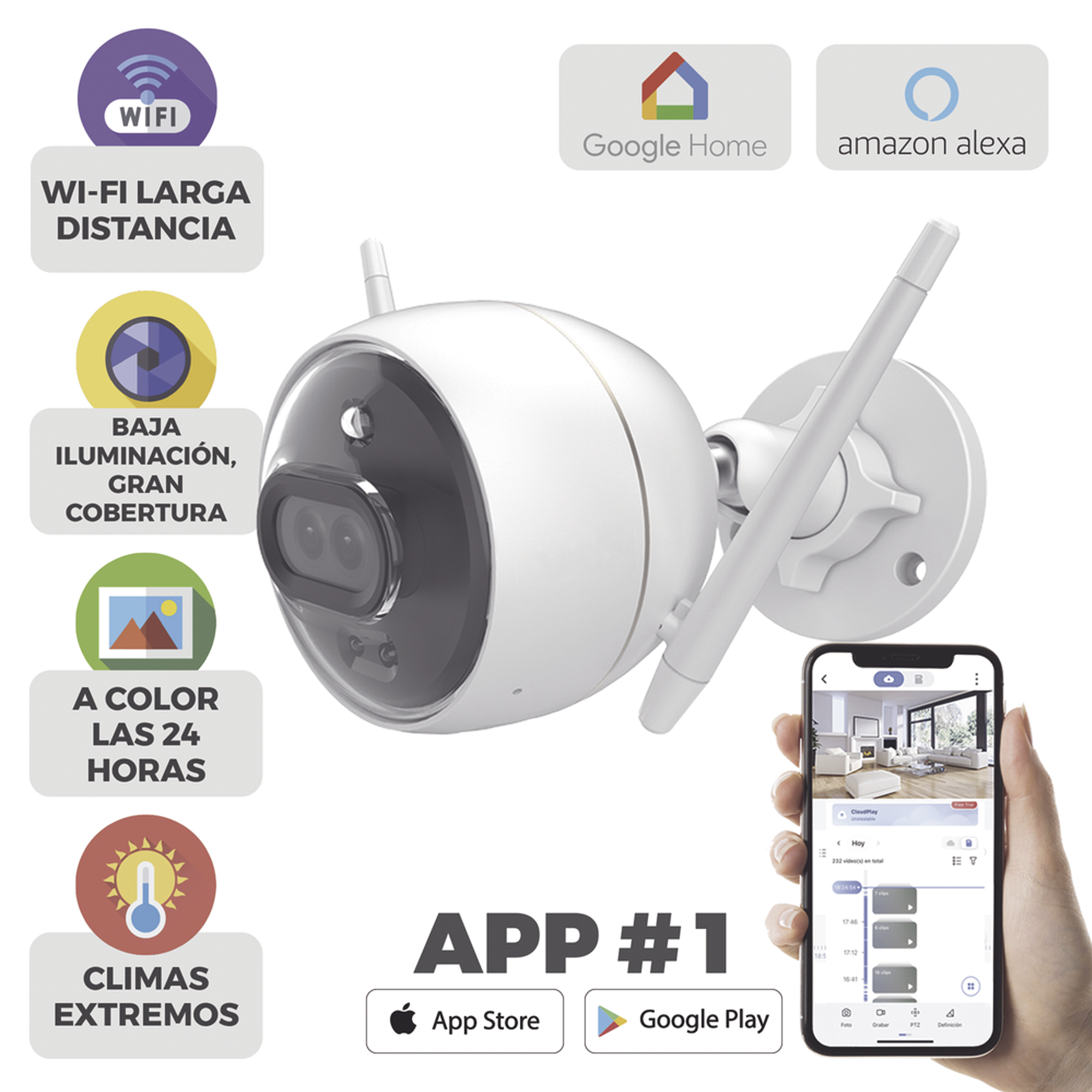 Bala IP 2 Megapíxel / Wi-Fi / Doble Lente / COLORES EN OSCURIDAD / Notificación a la App al Detectar Personas o Vehículos / Grabación en la nube / Audio de dos vías / Ranura Para Memoria EZVIZ - Imagen 1