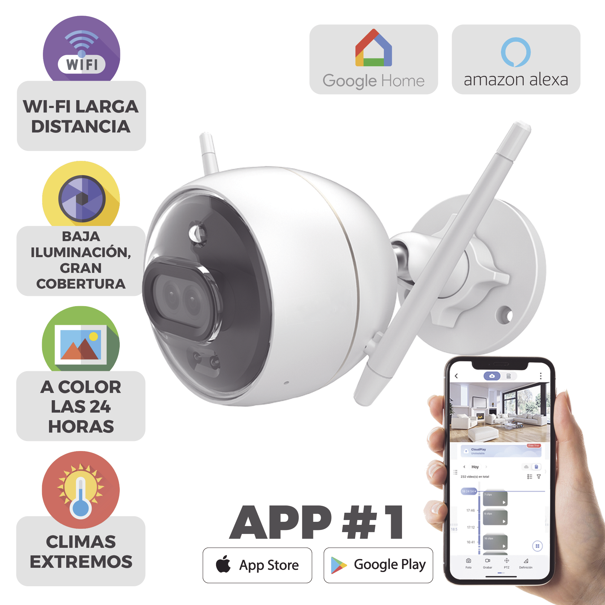 Bala IP 2 Megapíxel / Wi-Fi / Doble Lente / COLORES EN OSCURIDAD / Notificación a la App al Detectar Personas o Vehículos / Grabación en la nube / Audio de dos vías / Ranura Para Memoria EZVIZ - Imagen 2