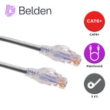 Belden Patch Cord Cat6 RJ-45 2.1 Metros 7 Pies Gris 24AWG Cobre Solido CMR T568A/B 1000BASE-T - C601108007 - Imagen 1